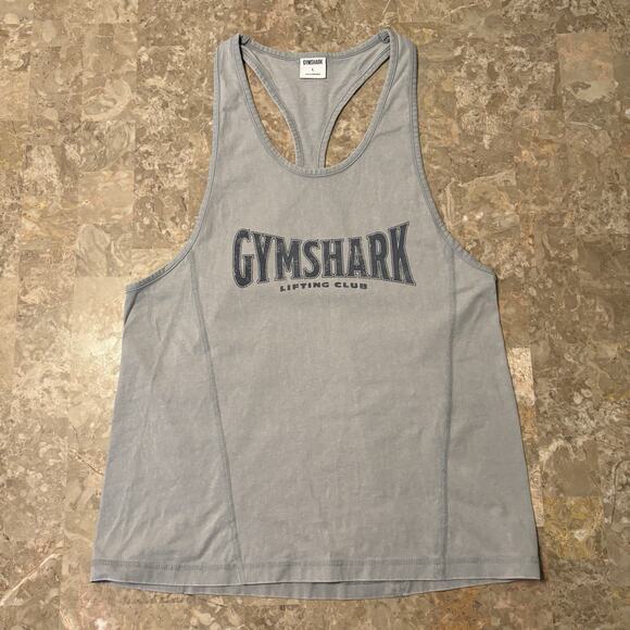 Gymshark Shirt Mens Large Grey Heritage Washed Stringer Tank Top Lifting Club - Picture 2 of 10